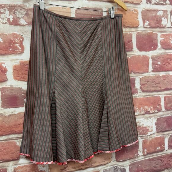 VTG Etcetera Skirt Women's 8 Multicolor Striped Casual Career Work Zip Up - Picture 2 of 8